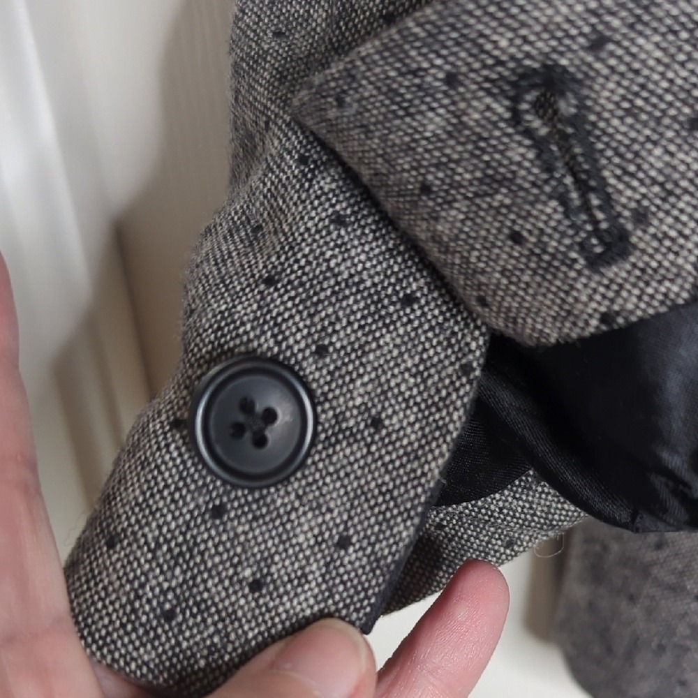 Banana Republic Gray With Black Polka Dots Tweed Tailored Women's Blazer - Picture 6 of 11